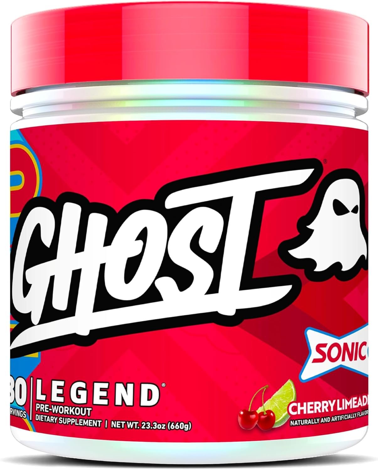 GHOST Legend Pre Workout Powder, Sonic Cherry Limeade – 30 Servings – Pre-Workout for Men & Women with Choline, L-Citrulline, & Beta Alanine for Energy & Focus