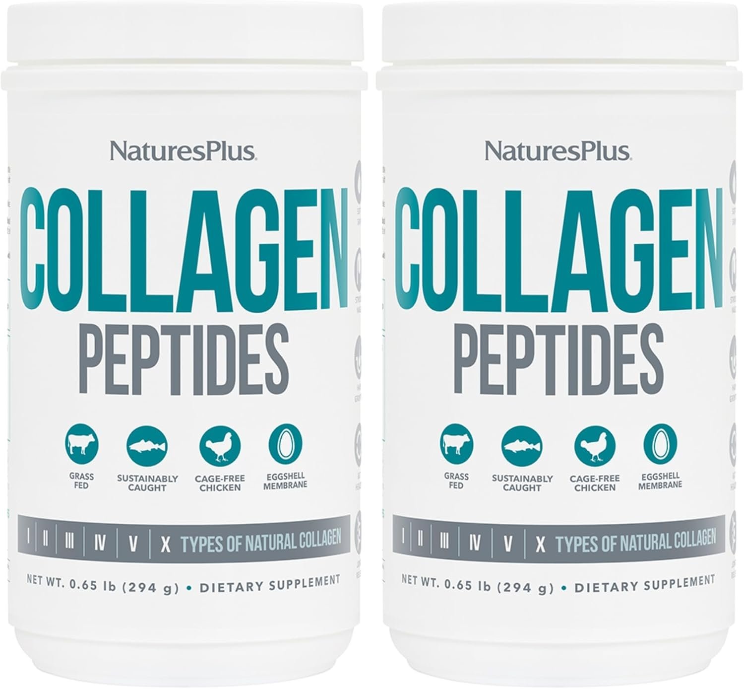 Natures Plus Collagen Peptides – 0.65 lbs Powder, Pack of 2 – Hair, Skin, Nail & Joint Health, Immune System Support – Non-GMO, Gluten Free – Up to 56 Total Servings