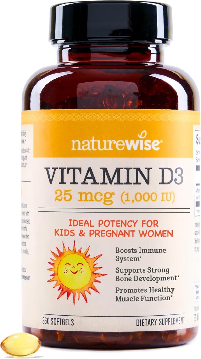 NatureWise Vitamin D3 1000iu (25 mcg) 1-Year Supply for Immune Support, Healthy Muscle Function, and Bone Health – Non-GMO, Gluten Free in Organic Extra Virgin Olive Oil, (Mini Softgel), 360 Count