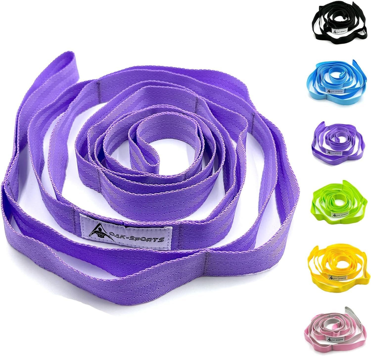 Stretching Strap Yoga Strap with Loops, Stretch Straps for Physical Therapy, Non-Elastic Exercise Strap for Pilates, Dance and Gymnastics with Workout Guide