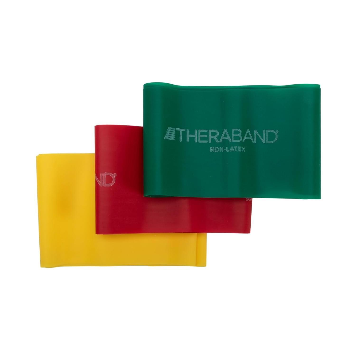 TheraBand Resistance Bands Set, Professional Non-Latex Elastic Band For Upper & Lower Body Exercise, Strength Training without Weights, Physical Therapy, Pilates, Rehab, Yellow & Red & Green, Beginner