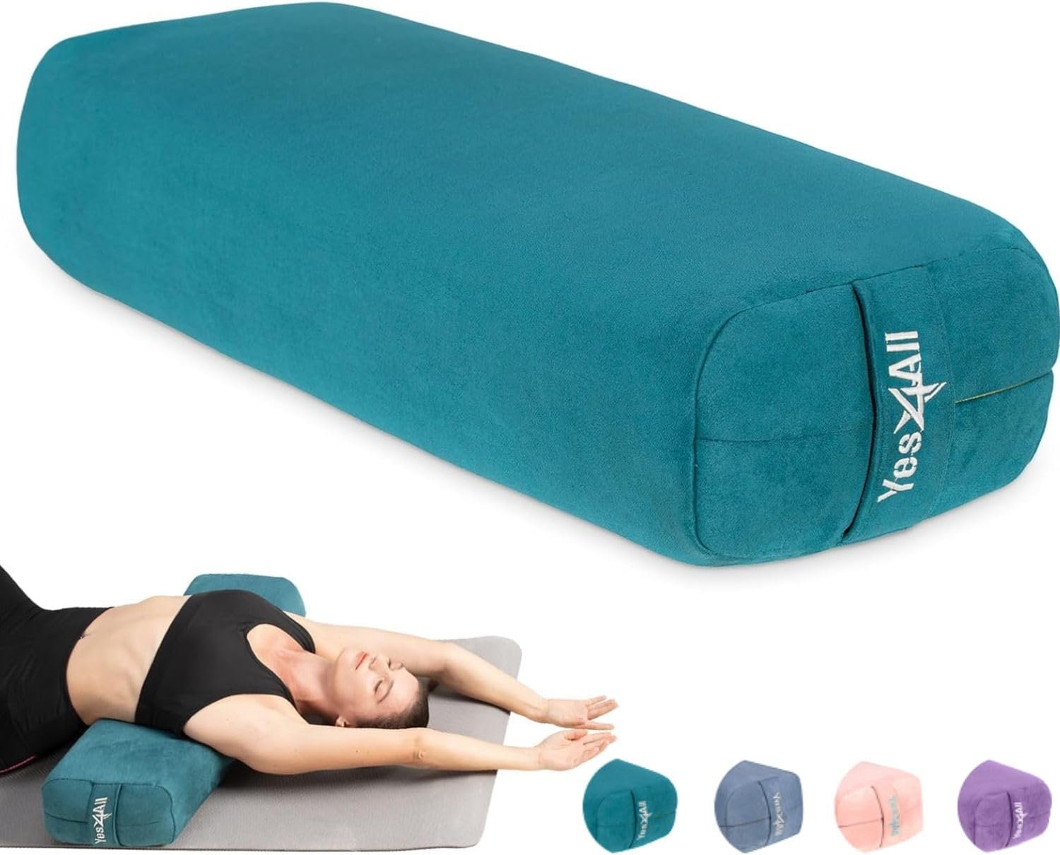 Yes4All Triple-Layer Sponge Yoga Bolster Pillow for Restorative Yoga & Meditation – Versatile Yoga Support Pillow, Balance & Poses Modification