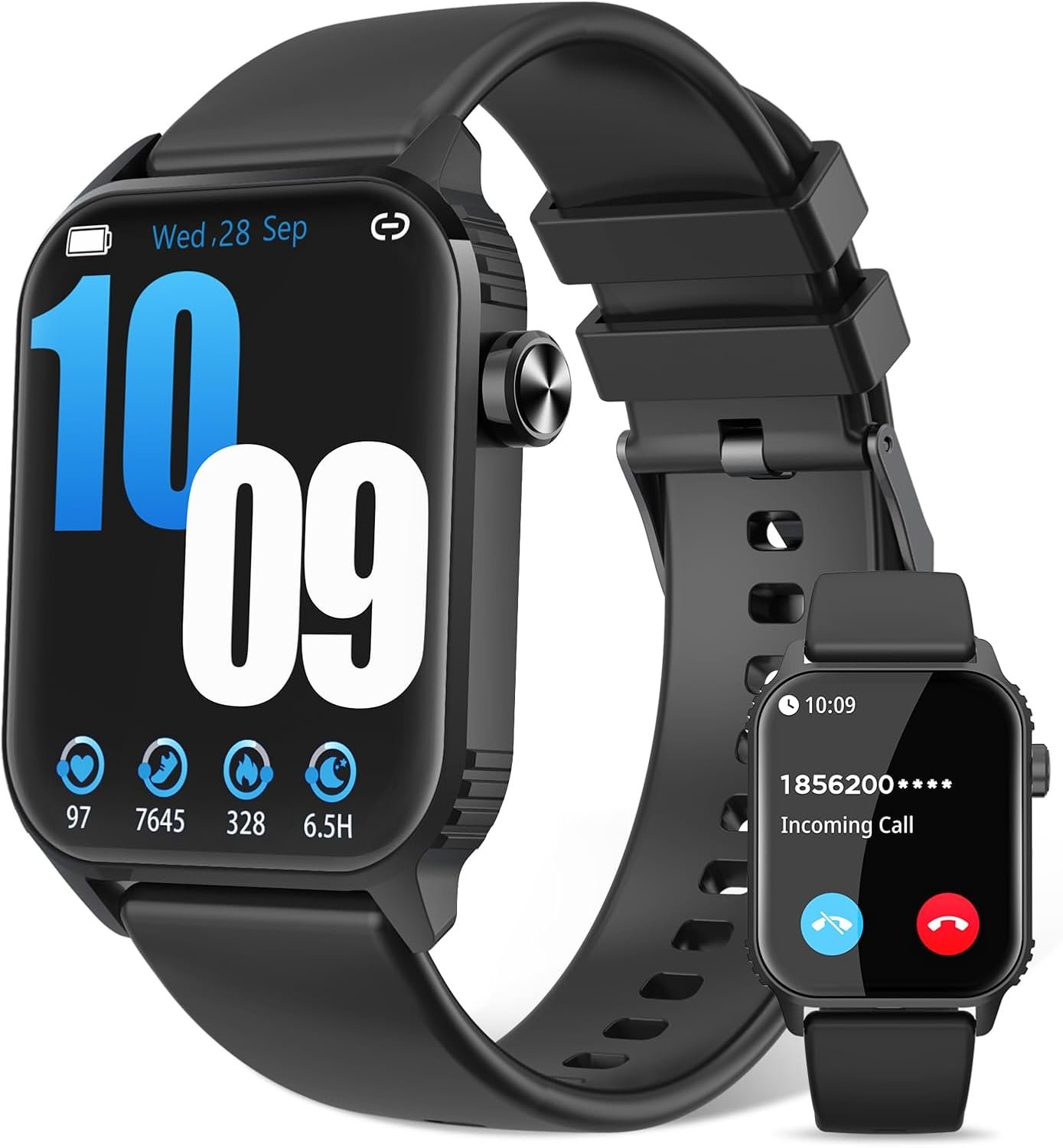 DIVOAZBVO Smart Watches for Women Men, 120 Sports Modes Smartwatch with 1.83 inches HD Display, Heart Rate/Sleep Monitor, IP67 Waterproof, Bluetooth Call & Music Control for iPhone/Android (Black)