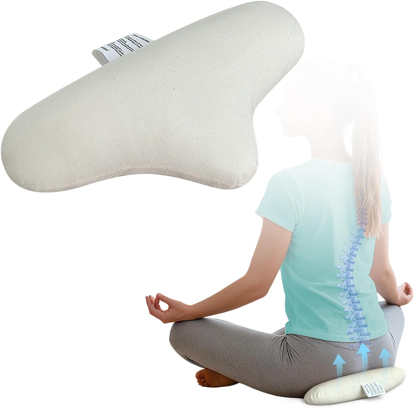 Meditation Cushion, Floor Pillows for Sitting, Organic Yoga Mats Ergonomic Meditation Seat Cushions, White Yoga Body Pillow for Men Women, Adults Portable Travel Meditation Back Support Floor Pad