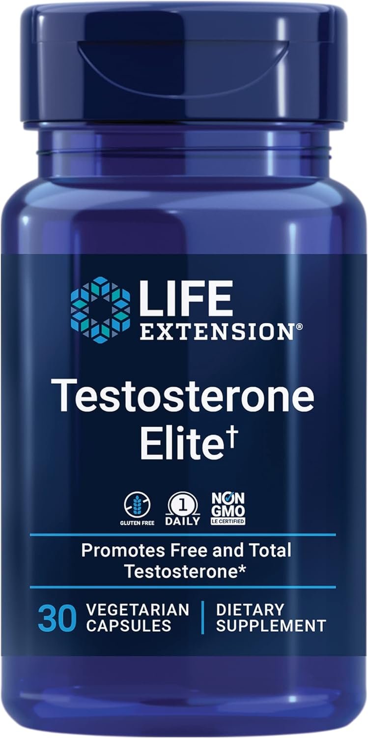 Life Extension Testosterone Elite – Testosterone Production Support Supplement for Men – with Luteolin, Pomegranate and Cacao Seed Extract – Gluten-Free, Non-GMO, Vegetarian – 30 Capsules