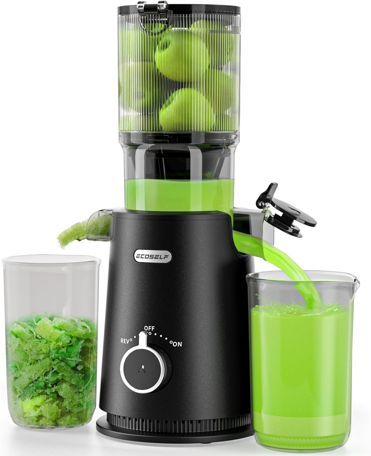 Juicer Machines – Wide Mouth Feed Chute with Self Feeding Hands-Free Design – Cold Press Juicer for Vegetables and Fruits – Juice Extractor Machine High Juice Yield – Easy to Clean & Assemble