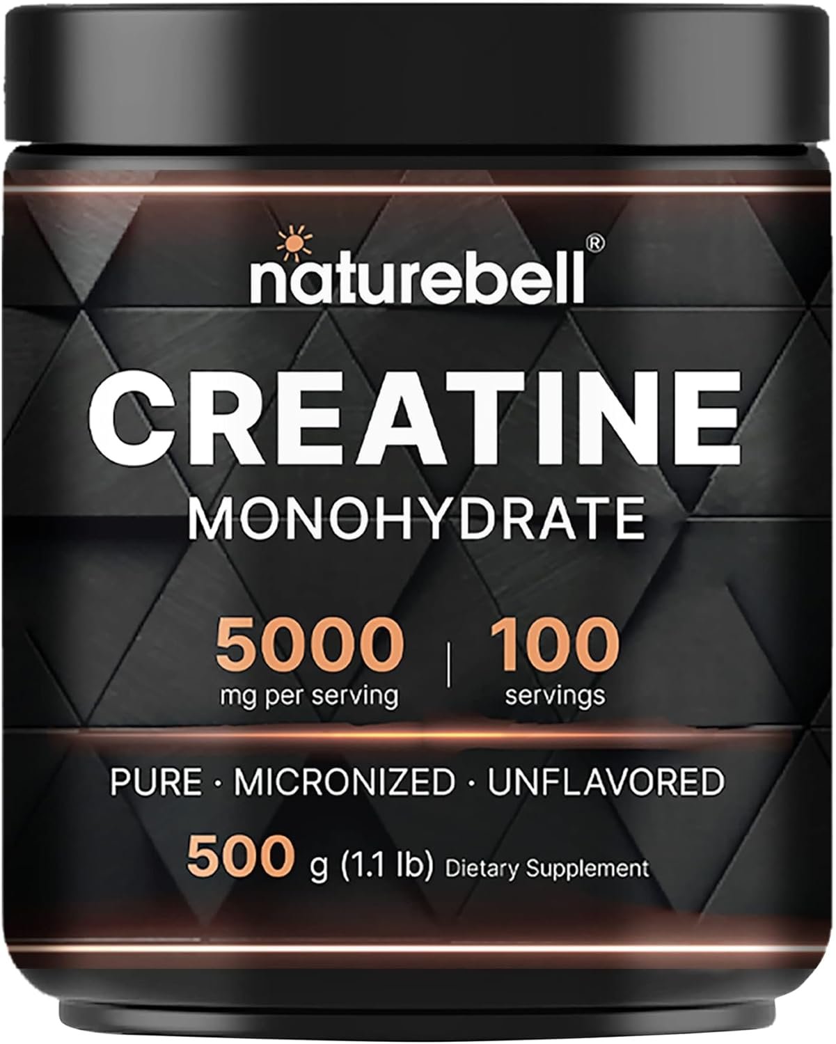 NatureBell Instant Creatine Monohydrate Powder 500 Grams, 5000mg Per Serving, Unflavored Micronized Creatine Powder – Pre Workout | Keto | Vegan | Dissolves Easy | Filler Free – 100 Servings (1.1Lb)