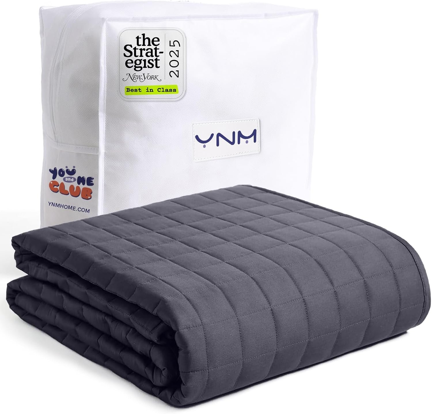 YnM 15lbs Weighted Blanket for Adults, Heavy Bed Throw Blanket with Cooling Glass Beads for All Season Use, Ideal for ~90lbs (48×72 Inches, Twin/Full, Dark Grey)
