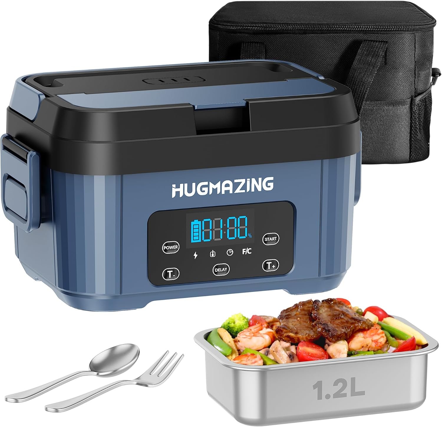 Cordless Electric Lunch Box for Adults, Men & Women – Rechargeable Self-Heating Food Warmer with 1.2L SS Container, Battery-Powered Heated Lunch Box, Perfect for Work and Travel Use