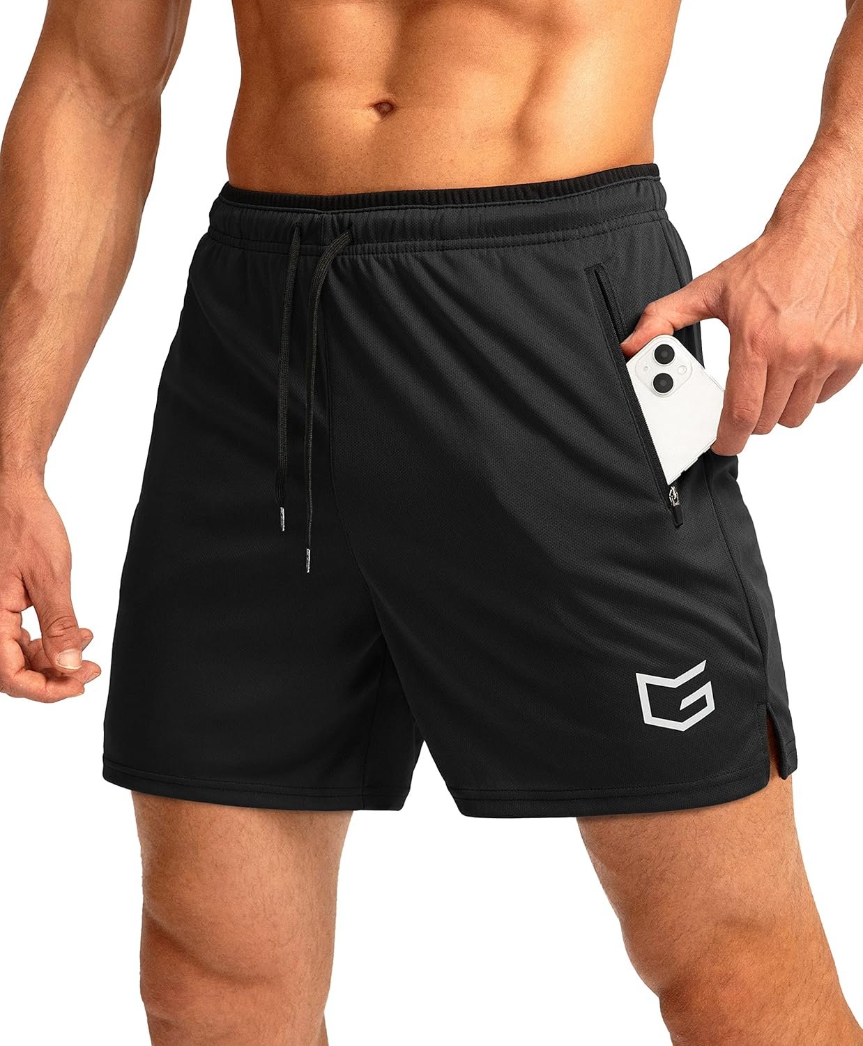 G Gradual Men’s Running Shorts with Zipper Pockets Quick Dry Gym Athletic Workout 5″ Shorts for Men